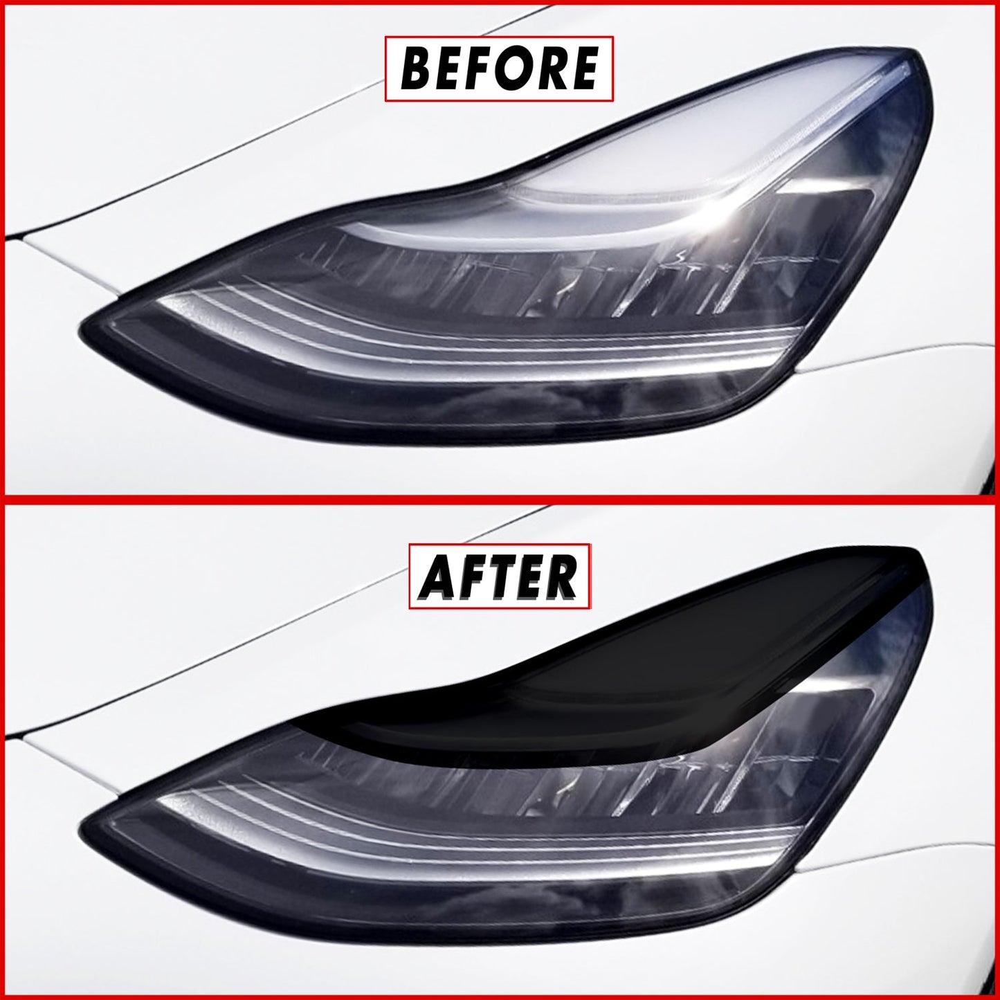 2017-2022 Tesla Model 3 | Headlight Eyelid PreCut Tint Overlays