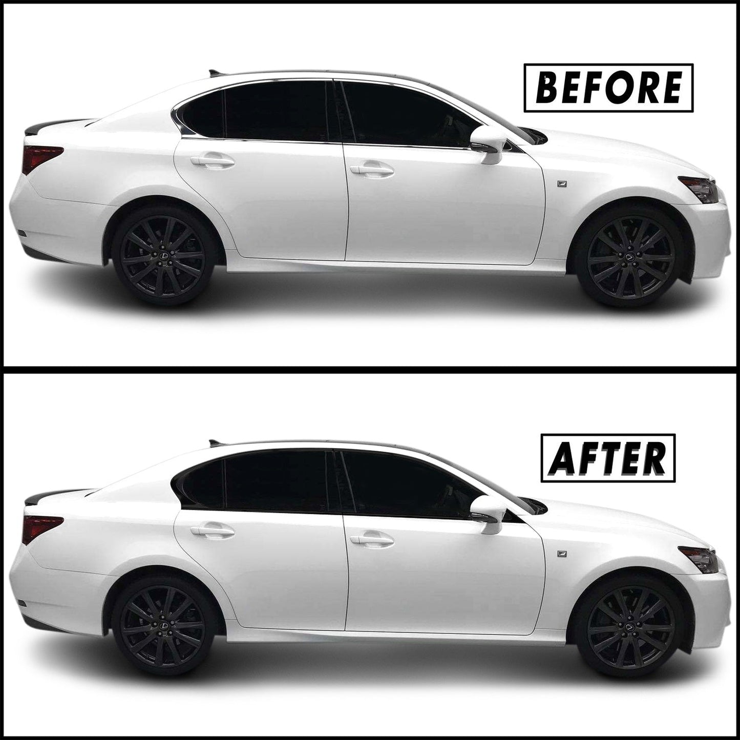 2013-2020 Lexus GS | Window Trim Chrome Delete PreCut Vinyl Wrap